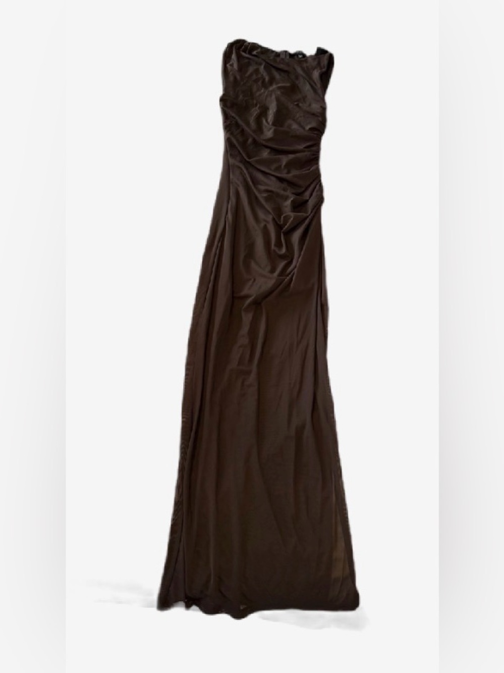 Dynamite Dark Brown Mesh Bottom Maxi Dress